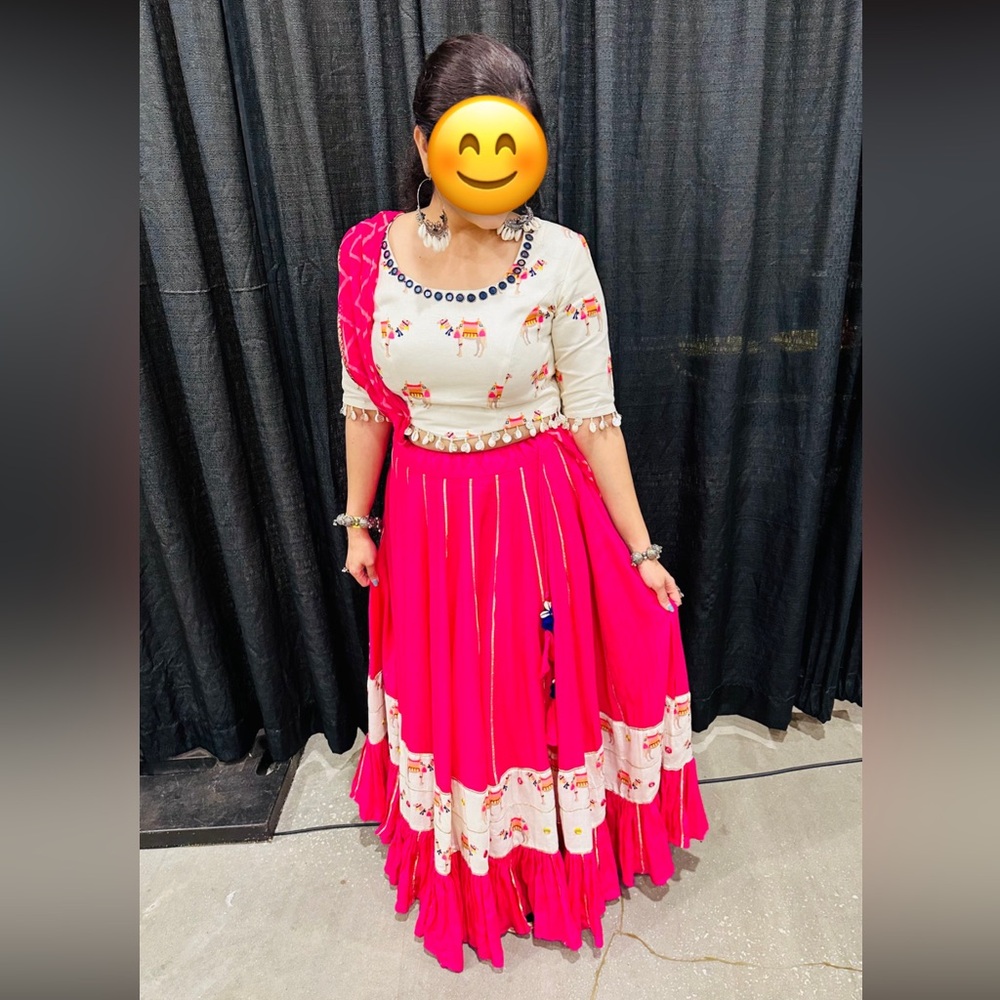 Pink and cream traditional Chaniya choli